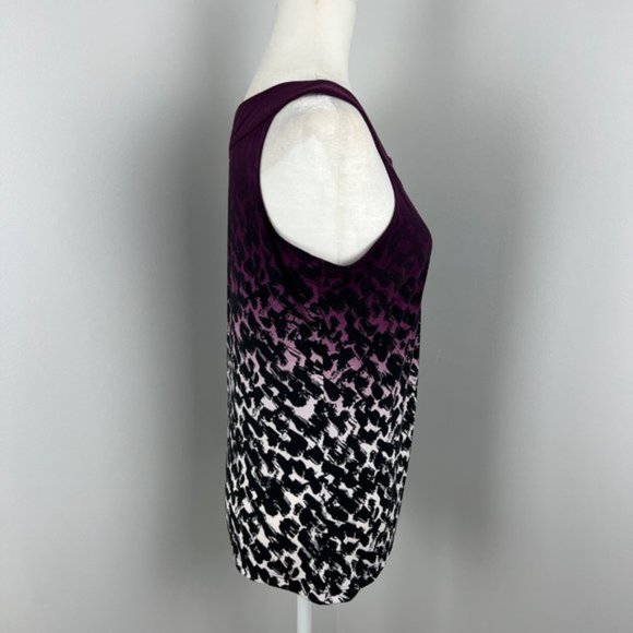 Calvin Klein Sleeveless Blouse Black White Purple Career Small - Picture 2 of 7
